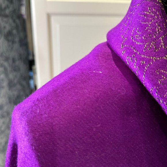 Unbranded Scarf Womens Long Rectangle Purple Floral Classic Boho Woven Fringe - Picture 9 of 12